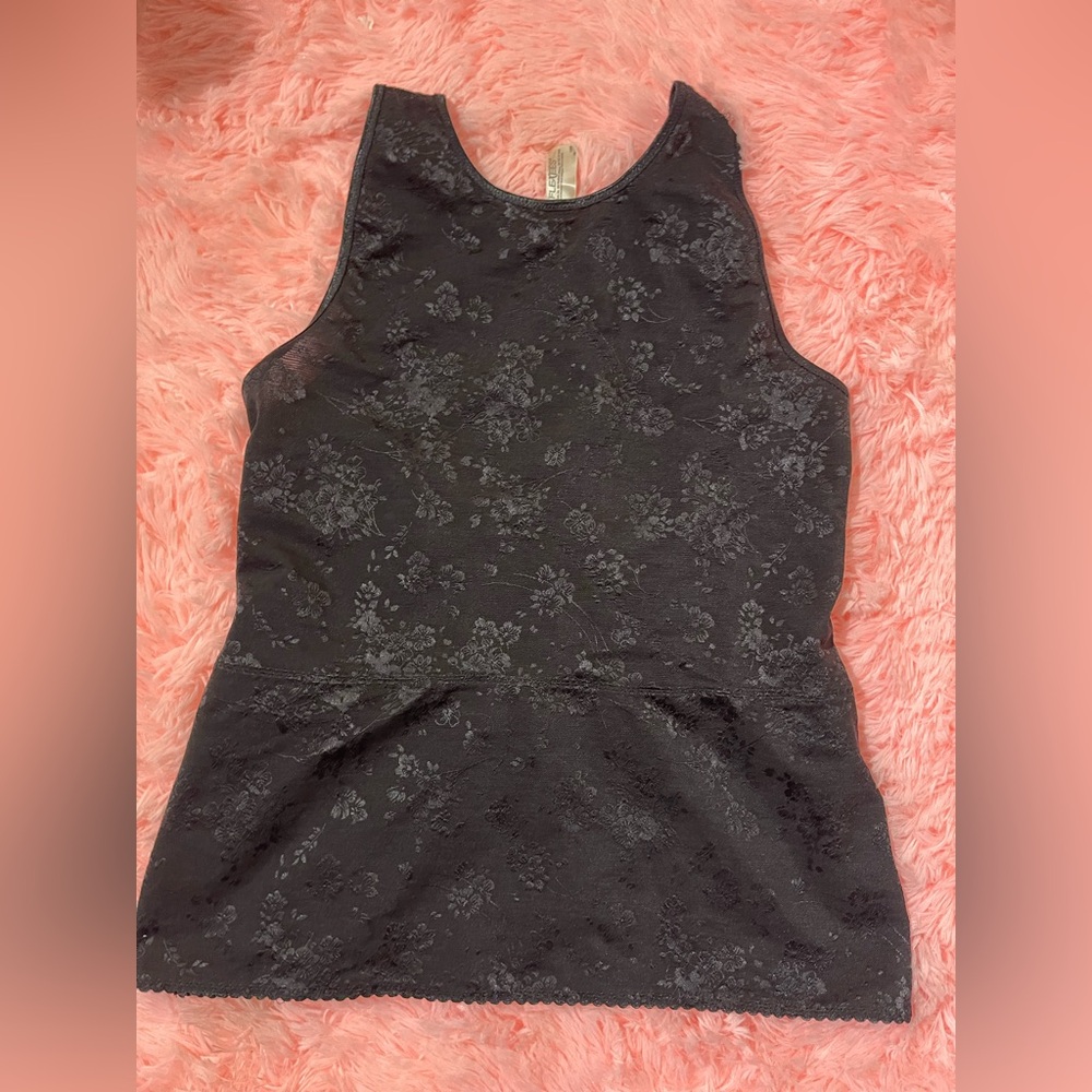 Vintage Y2K Flexees Black Floral Corset Tank Gothic Lingerie Shapewear small - Picture 6 of 7